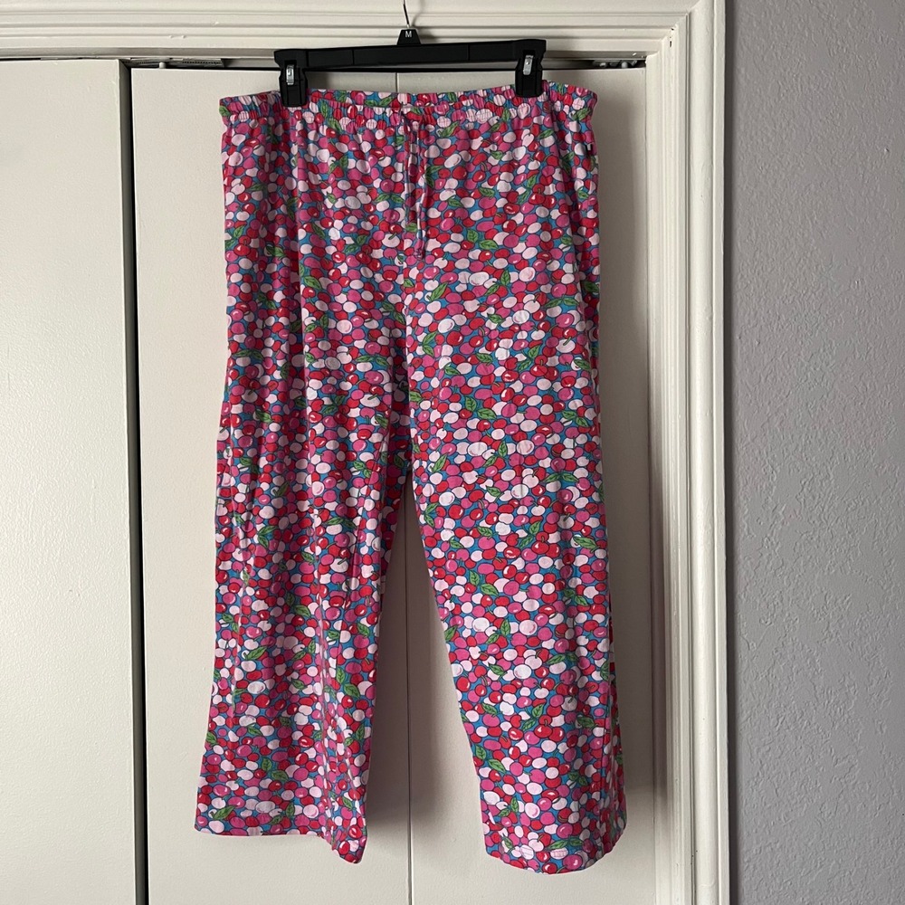 Tommy Hilfiger Sleepwear Womens Pajama Pants Lounge Cherry Print Large